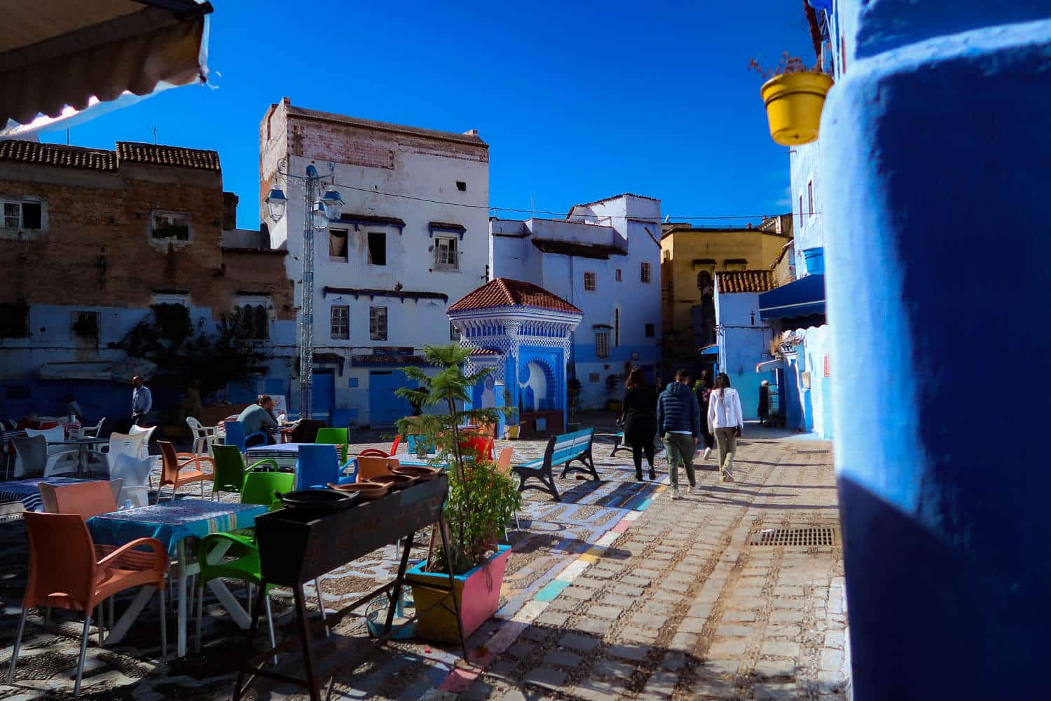 street view of Chefchouen, Morocco's blue city