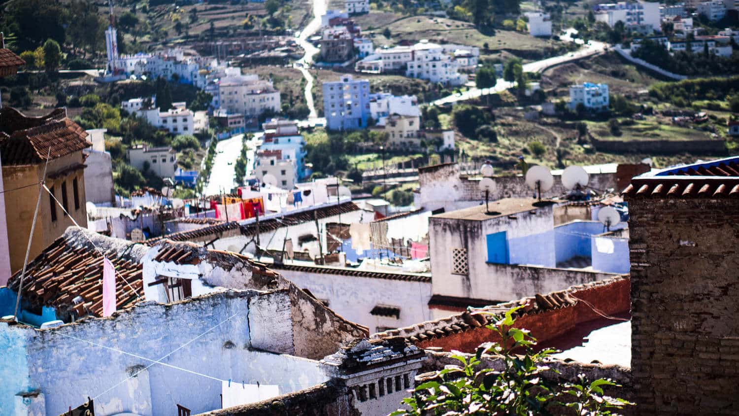 view over the roofs of Chefchouen, the blue city in Morocco