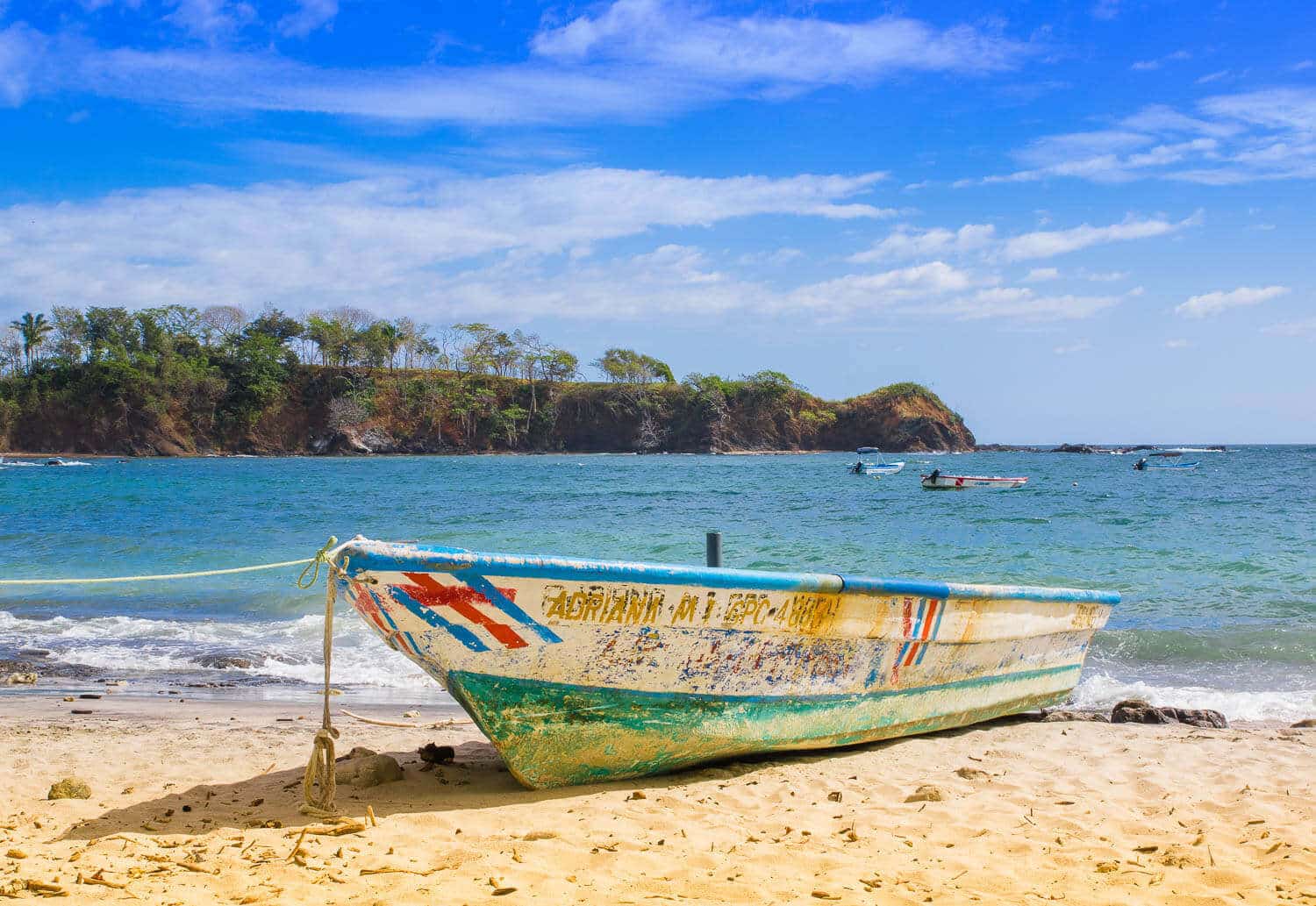Boat on beach in Montezuma, Costa Rica