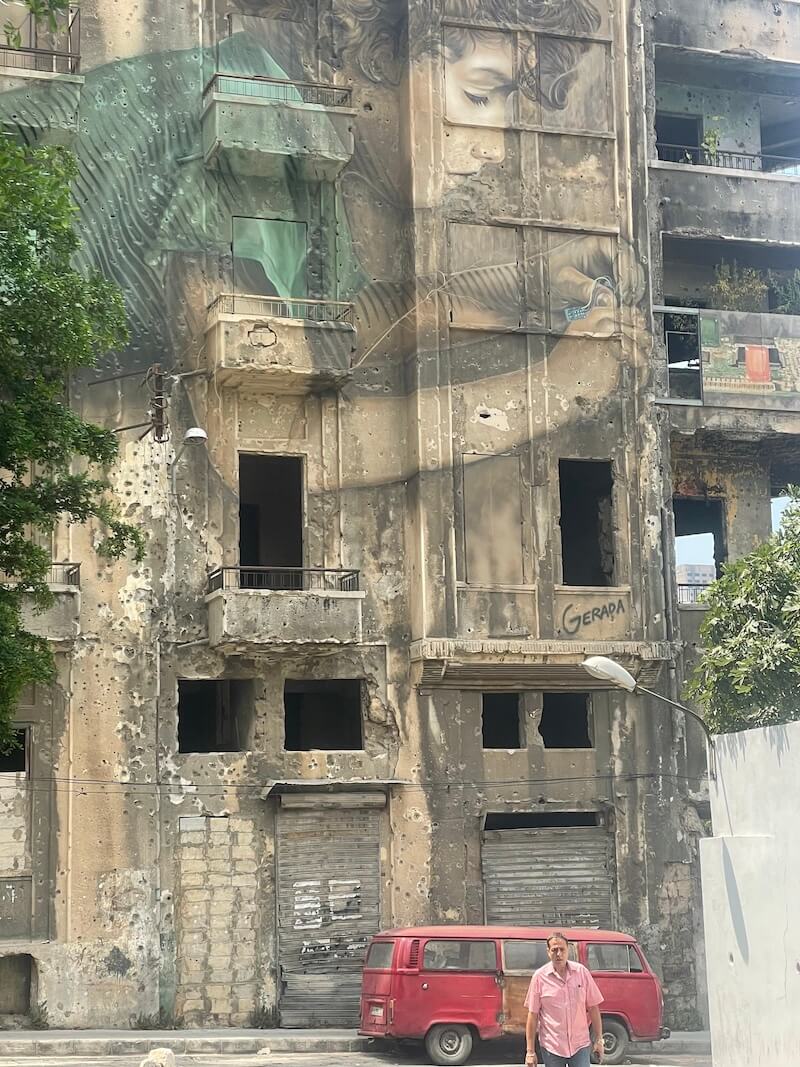 house in Beirut with visible bullet holes